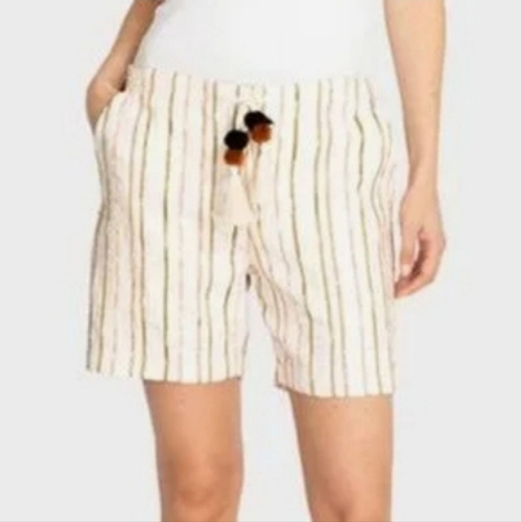 Johnny Was Workshop Boho Yurt Striped Shorts - Picture 1 of 6